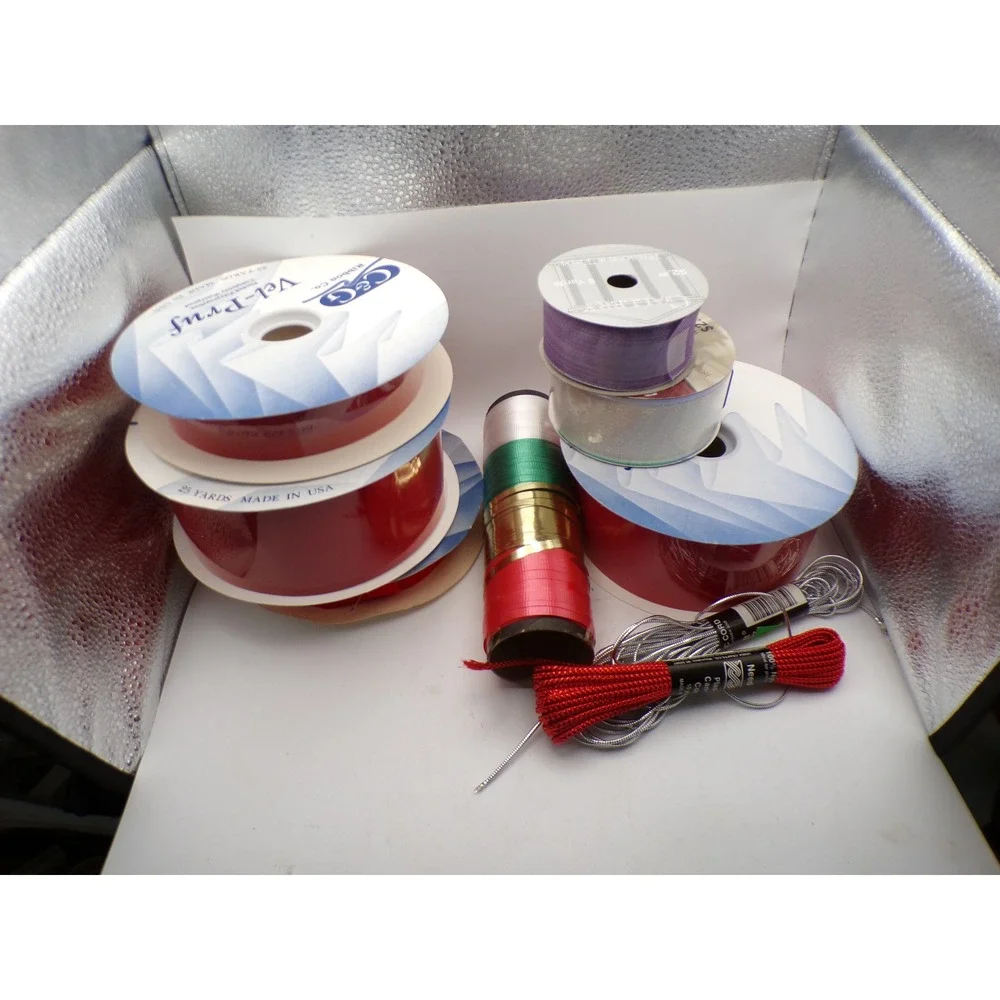 Holiday Wrapping Ribbon Lot Red Gold‎ Green Purple Silver Metallic Yarn Crafting